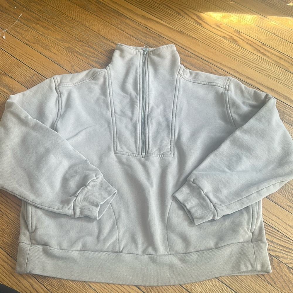 Everlane The Track Half-Zip Pullover Organic Sweatshirt Mint Green Size M